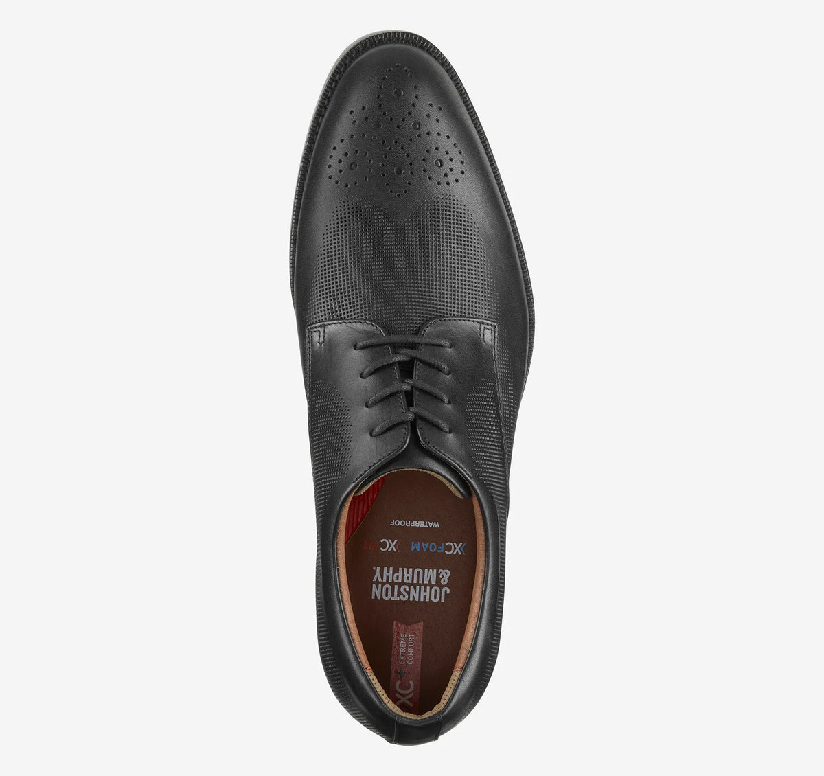Black Embossed Waterproof Full Grain Leather