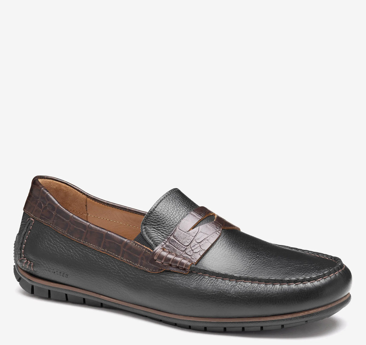 Black Full Grain/Dark Brown Croc Embossed Full Grain Leather