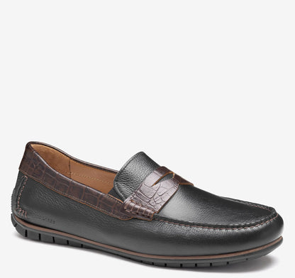 Black Full Grain/Dark Brown Croc Embossed Full Grain Leather