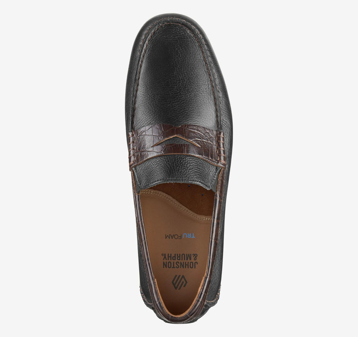 Black Full Grain/Dark Brown Croc Embossed Full Grain Leather