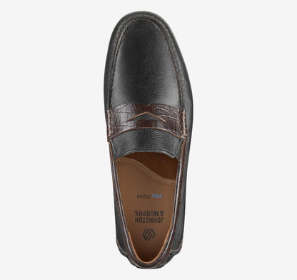 Black Full Grain/Dark Brown Croc Embossed Full Grain Leather