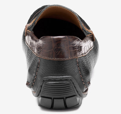 Black Full Grain/Dark Brown Croc Embossed Full Grain Leather