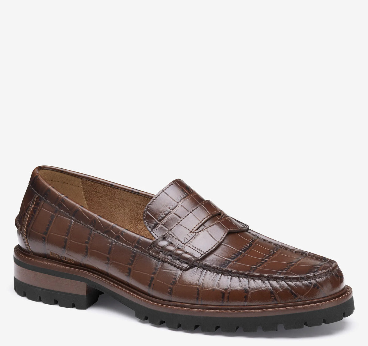 Brown Croc-Embossed Full-Grain Leather
