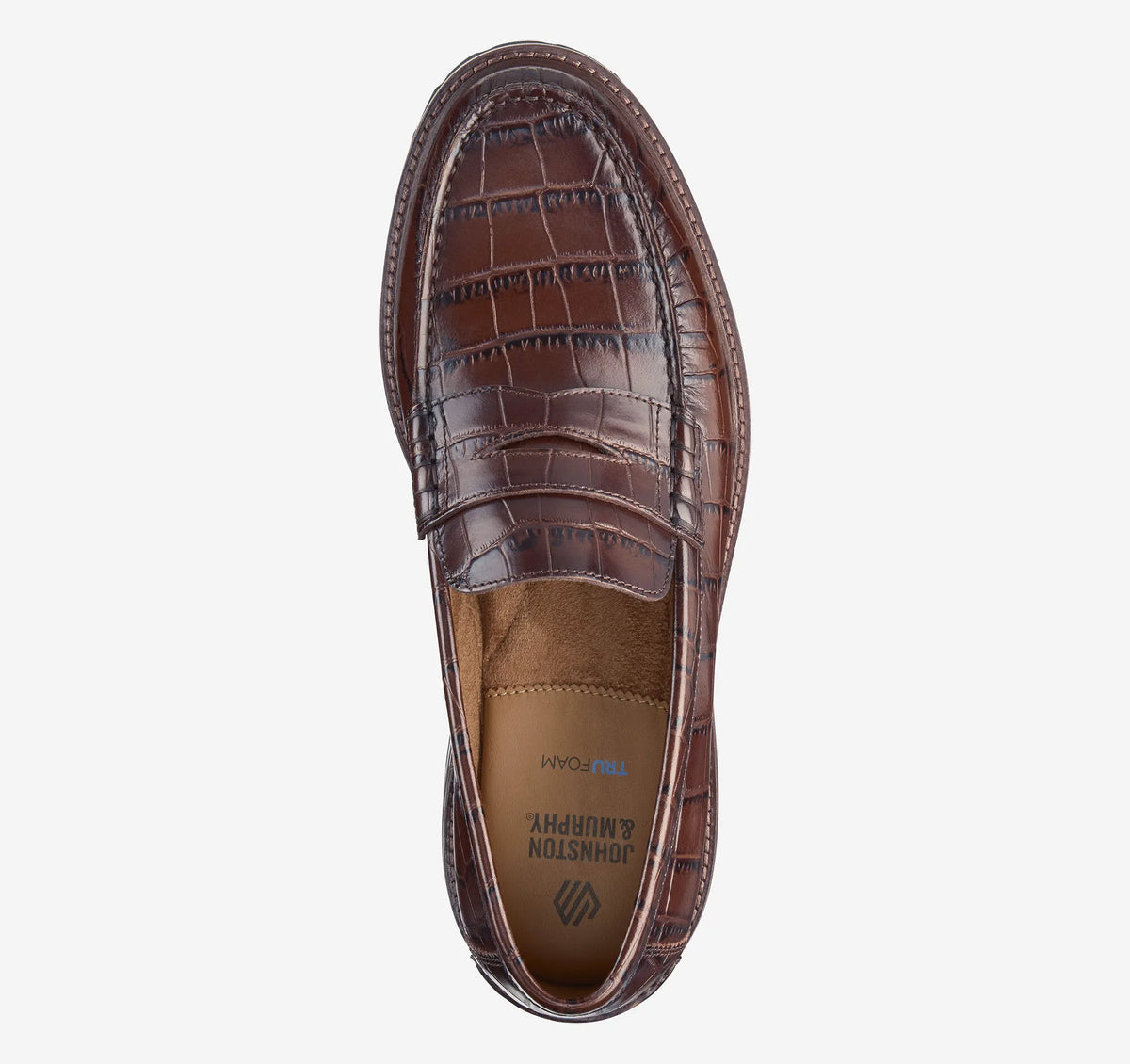 Brown Croc-Embossed Full-Grain Leather