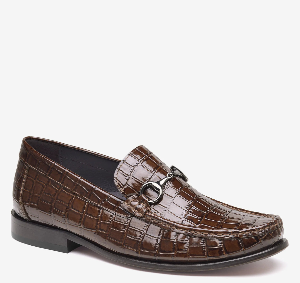 Brown Croc-Embossed Full-Grain Leather