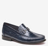 Navy Croc-Embossed Full-Grain Leather