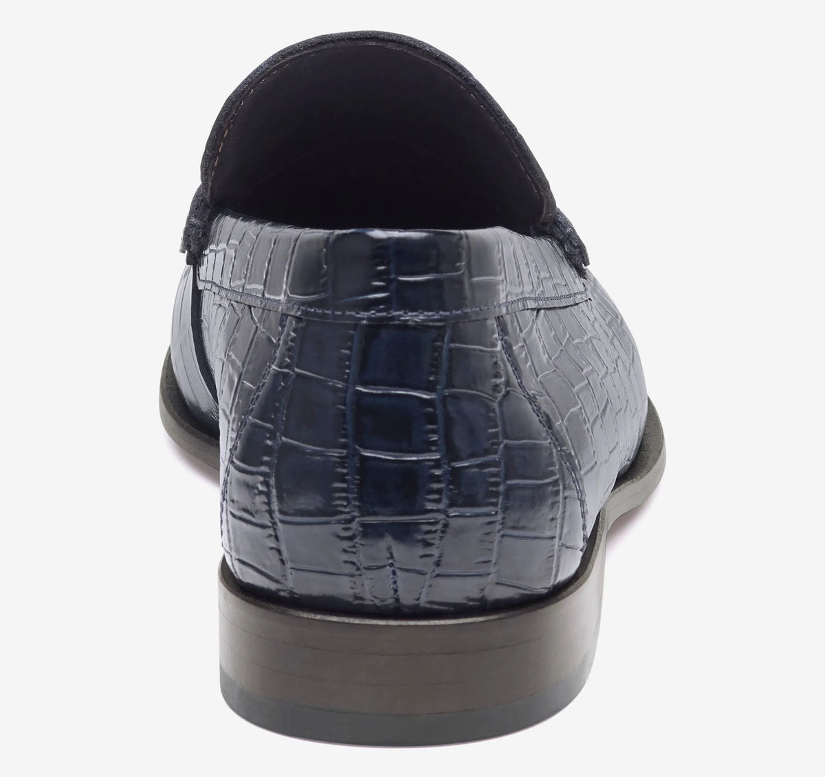 Navy Croc-Embossed Full-Grain Leather