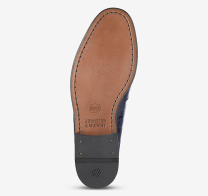 Navy Croc-Embossed Full-Grain Leather