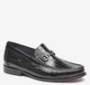 Black Croc-Embossed Full-Grain Leather