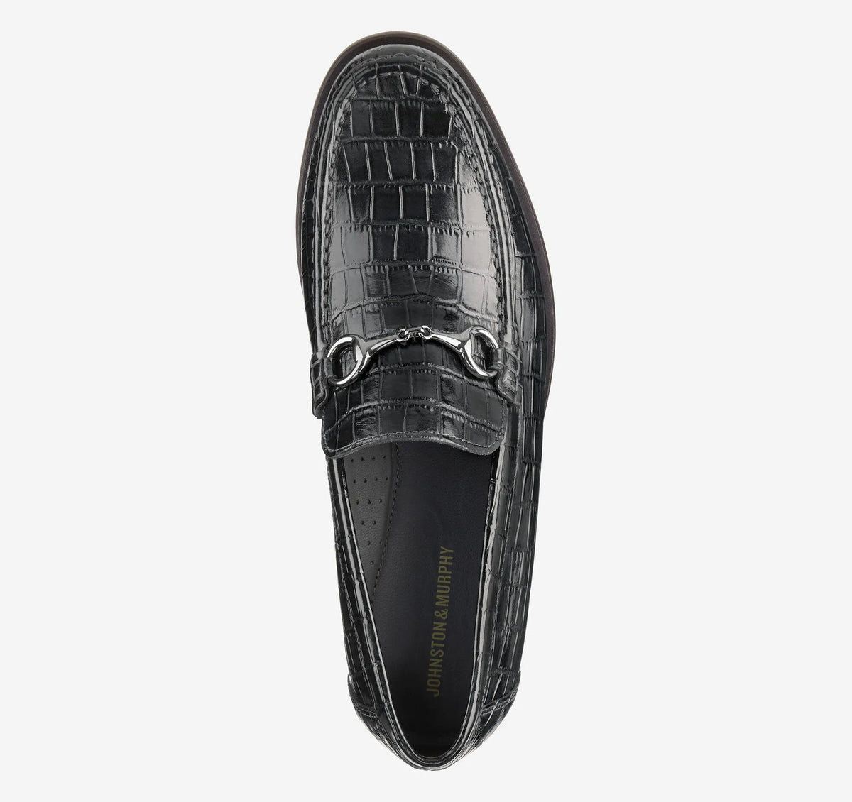 Black Croc-Embossed Full-Grain Leather