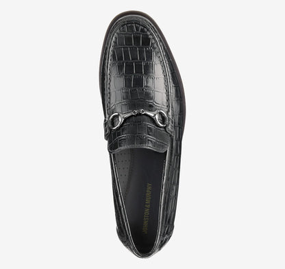 Black Croc-Embossed Full-Grain Leather