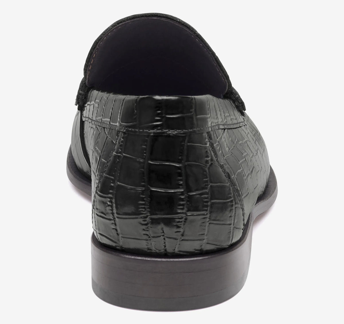 Black Croc-Embossed Full-Grain Leather