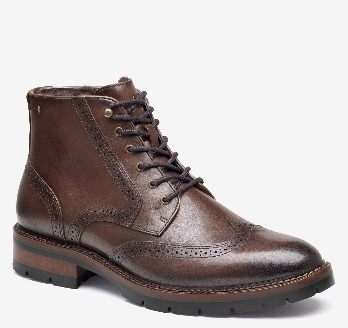 Mahogany Hand-Finished Full-Grain Leather/Shearling