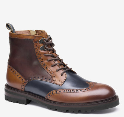 Tan/Navy/Burgundy Hand-Finished Full-Grain Leather