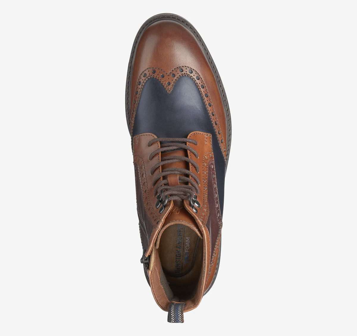 Tan/Navy/Burgundy Hand-Finished Full-Grain Leather
