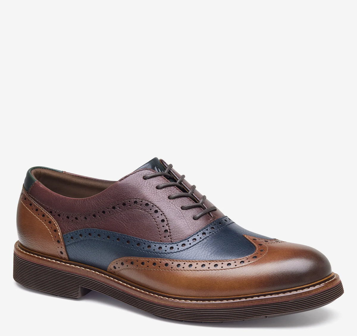 Tan/Navy/Burgundy Hand-Finished Full-Grain Leather