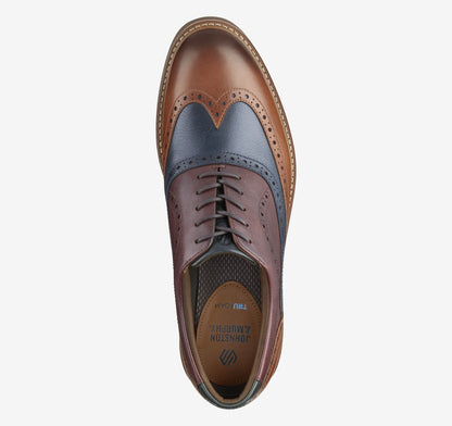 Tan/Navy/Burgundy Hand-Finished Full-Grain Leather