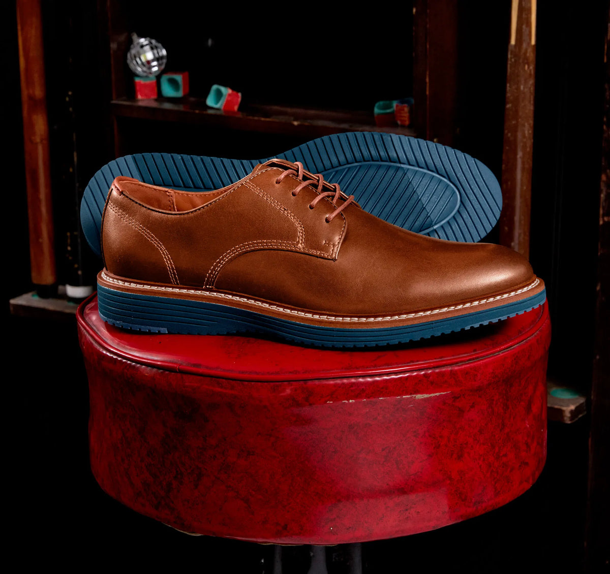 Tan Full Grain/Blue Sole