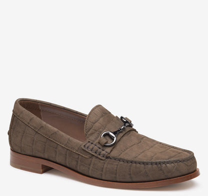 Brown Croc-Embossed Nubuck