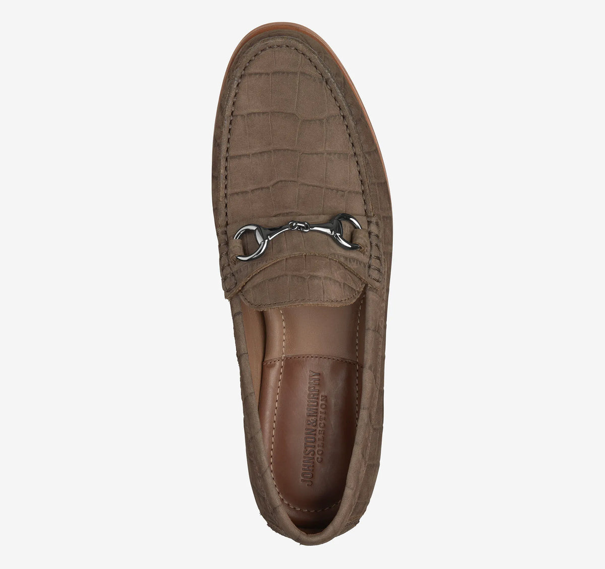 Brown Croc-Embossed Nubuck