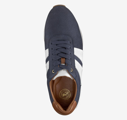 Navy Nubuck/White Croc-Embossed Full-Grain Leather