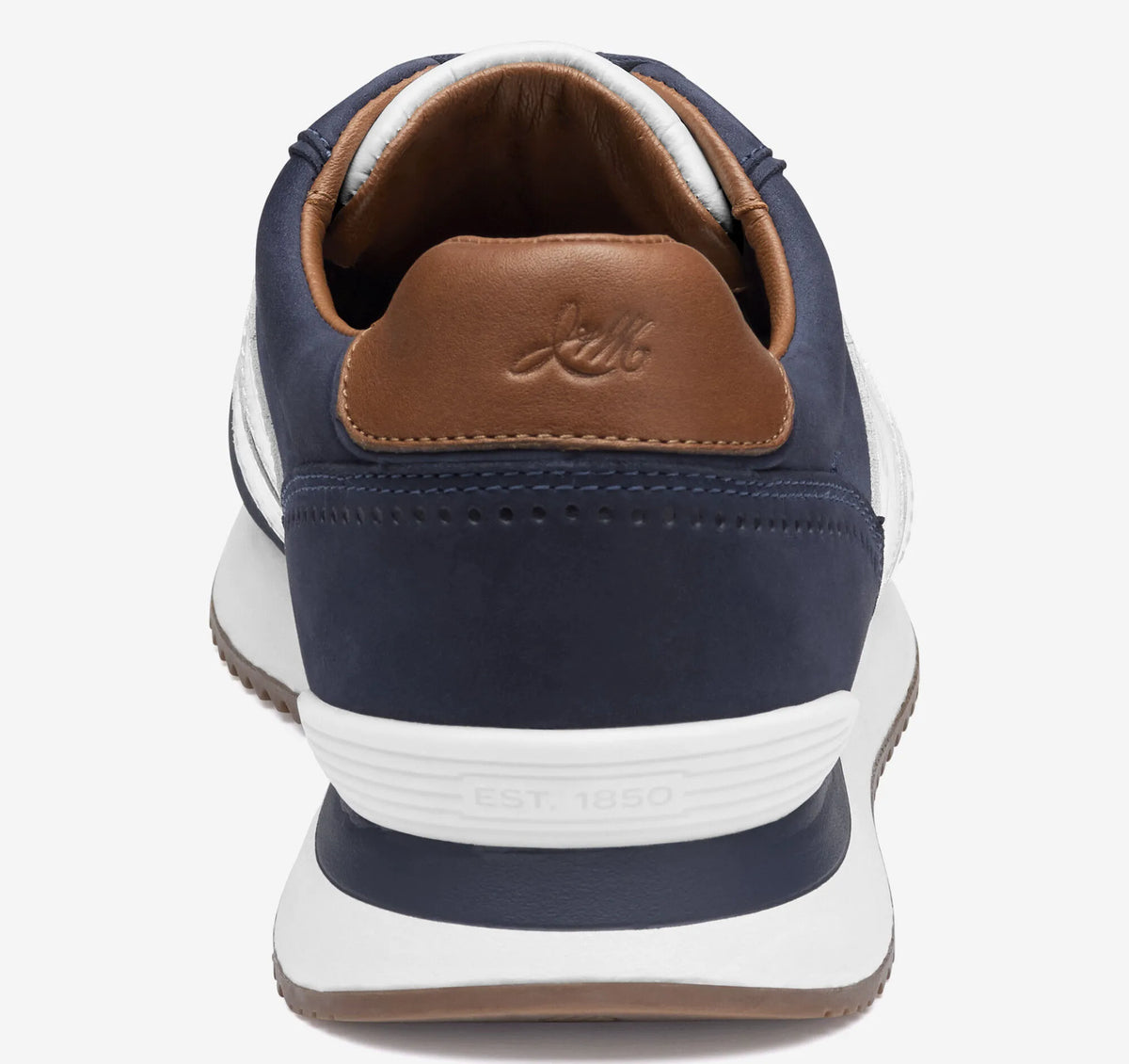 Navy Nubuck/White Croc-Embossed Full-Grain Leather