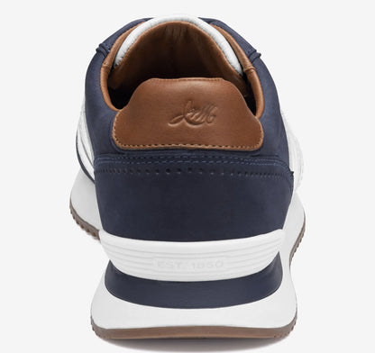 Navy Nubuck/White Croc-Embossed Full-Grain Leather