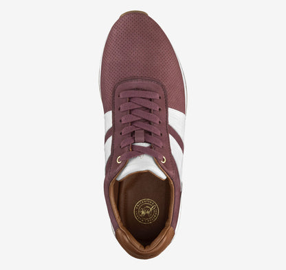 Wine Nubuck/White Croc-Embossed Full-Grain Leather
