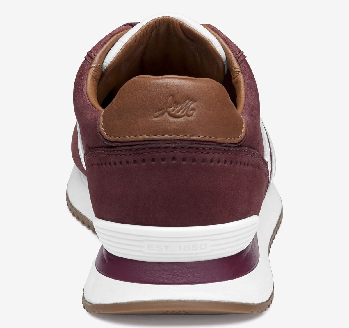 Wine Nubuck/White Croc-Embossed Full-Grain Leather