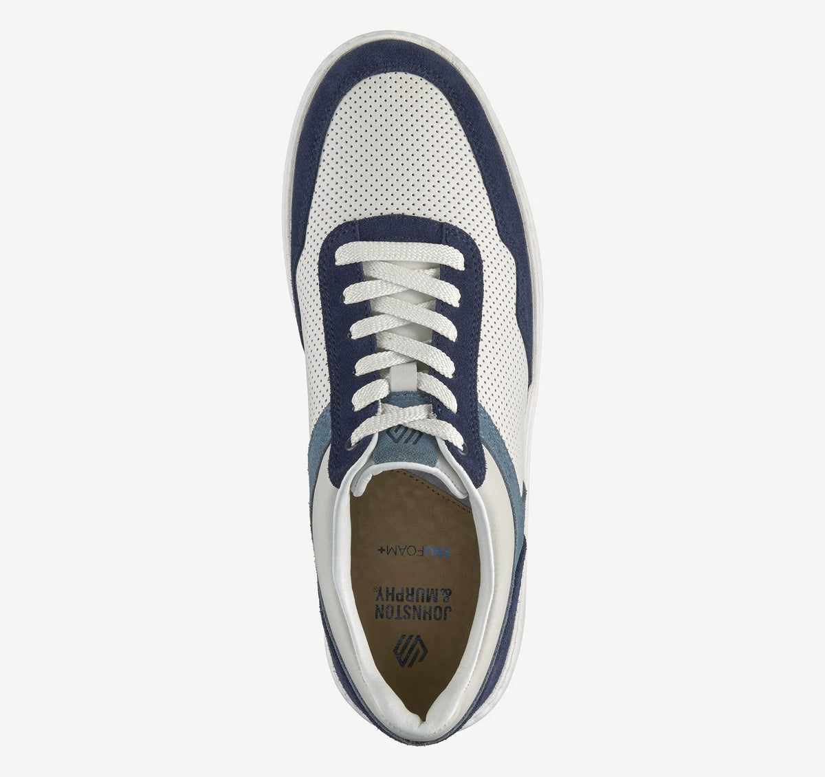White Full Grain Leather/Blue/Navy Suede