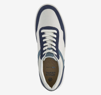 White Full Grain Leather/Blue/Navy Suede