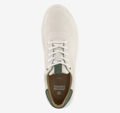 White Full-Grain Leather/Green Suede