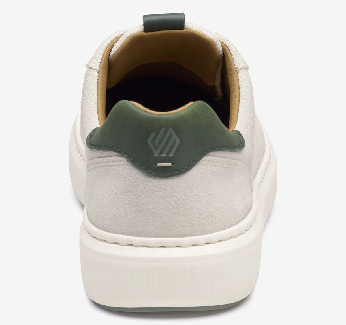 White Full-Grain Leather/Green Suede