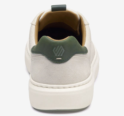 White Full-Grain Leather/Green Suede