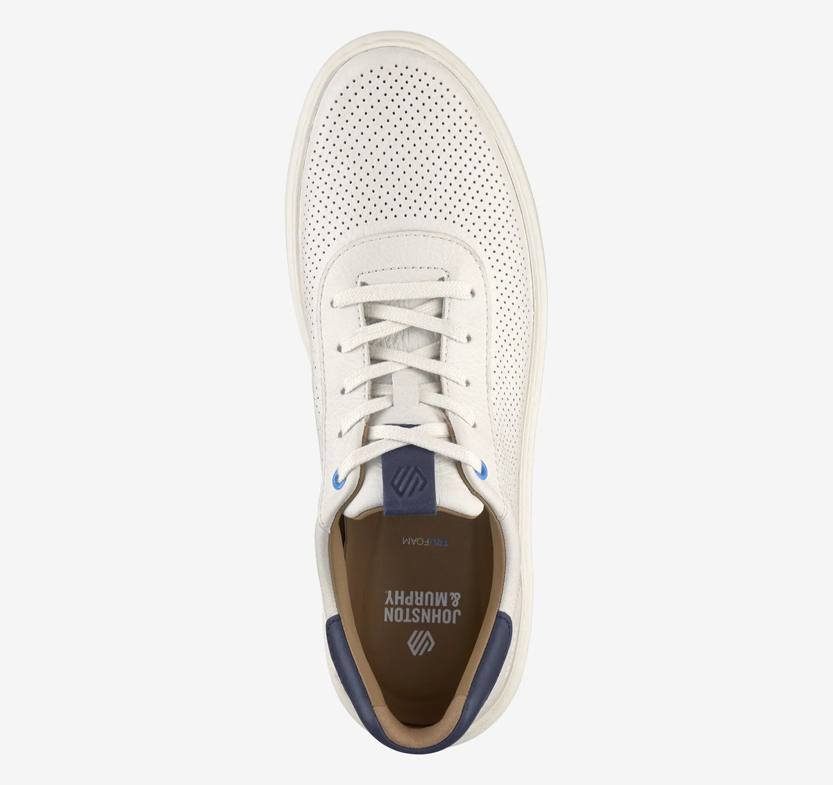White Full-Grain Leather/Blue Suede