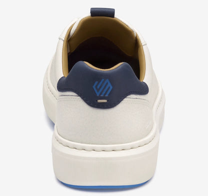 White Full-Grain Leather/Blue Suede
