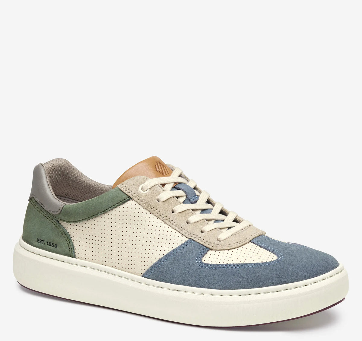 Blue/Green Suede/White Full-Grain Leather