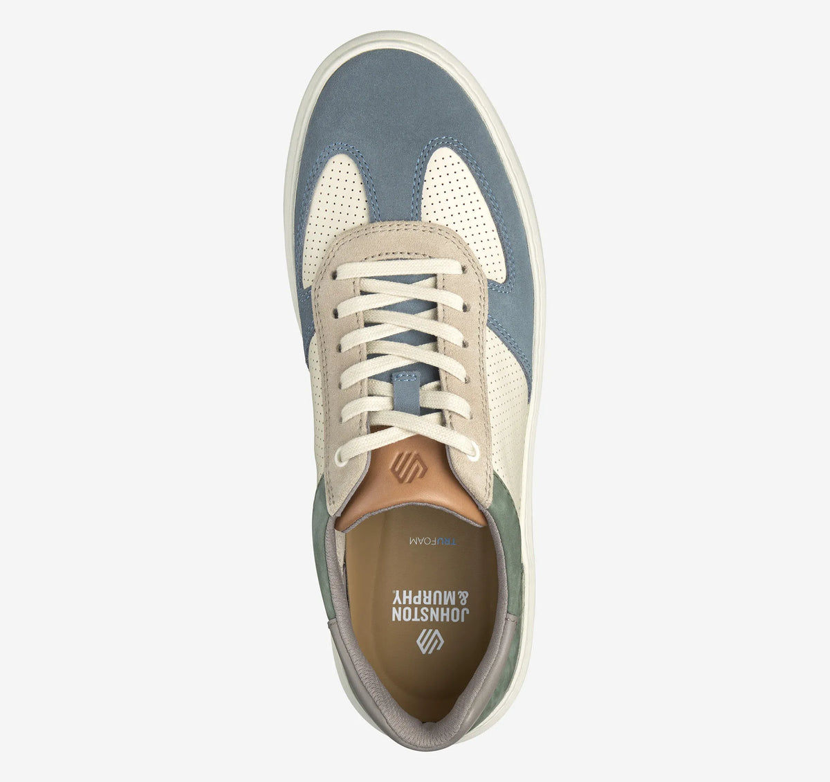 Blue/Green Suede/White Full-Grain Leather