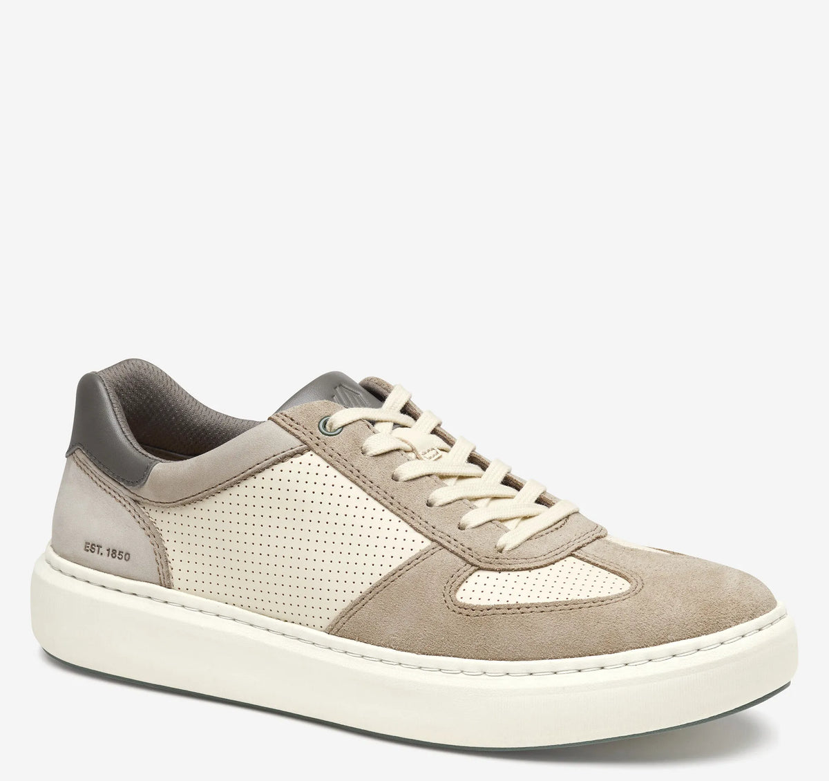 Beige Suede/White Full-Grain Leather