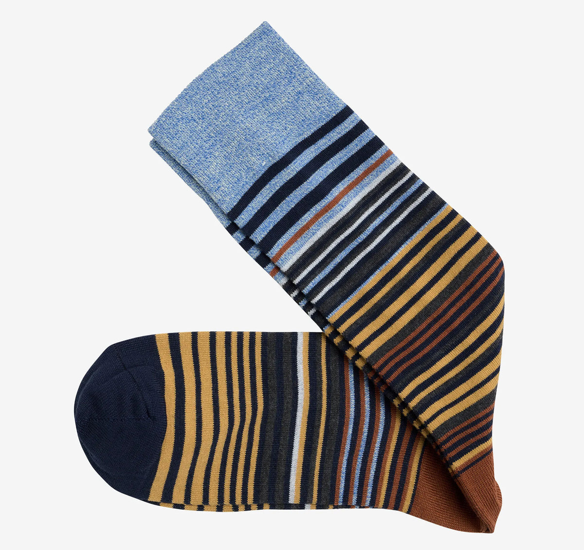 Navy/Rust Heathered Multi Stripe