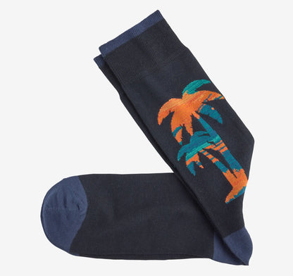 Navy/Multi Space-Dyed Large Palm Tree