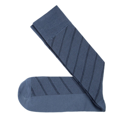 Slate Blue Diagonal Stripe Pindot