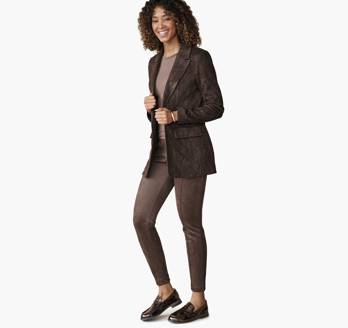 Brown Floral Jacquard