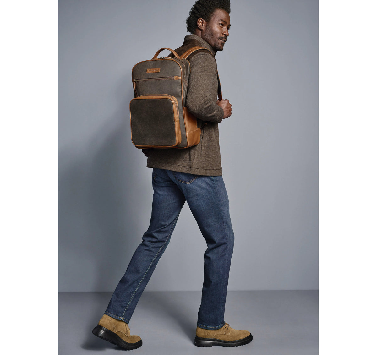 Brown Antique Cotton/Tan Full Grain