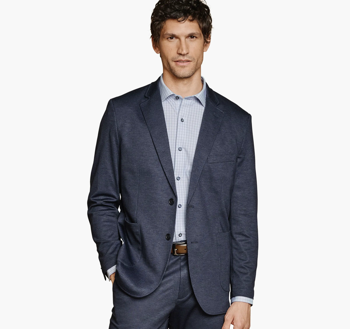 Navy Micro Houndstooth