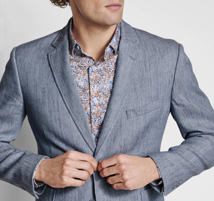 Light Blue Washed Linen-Blend