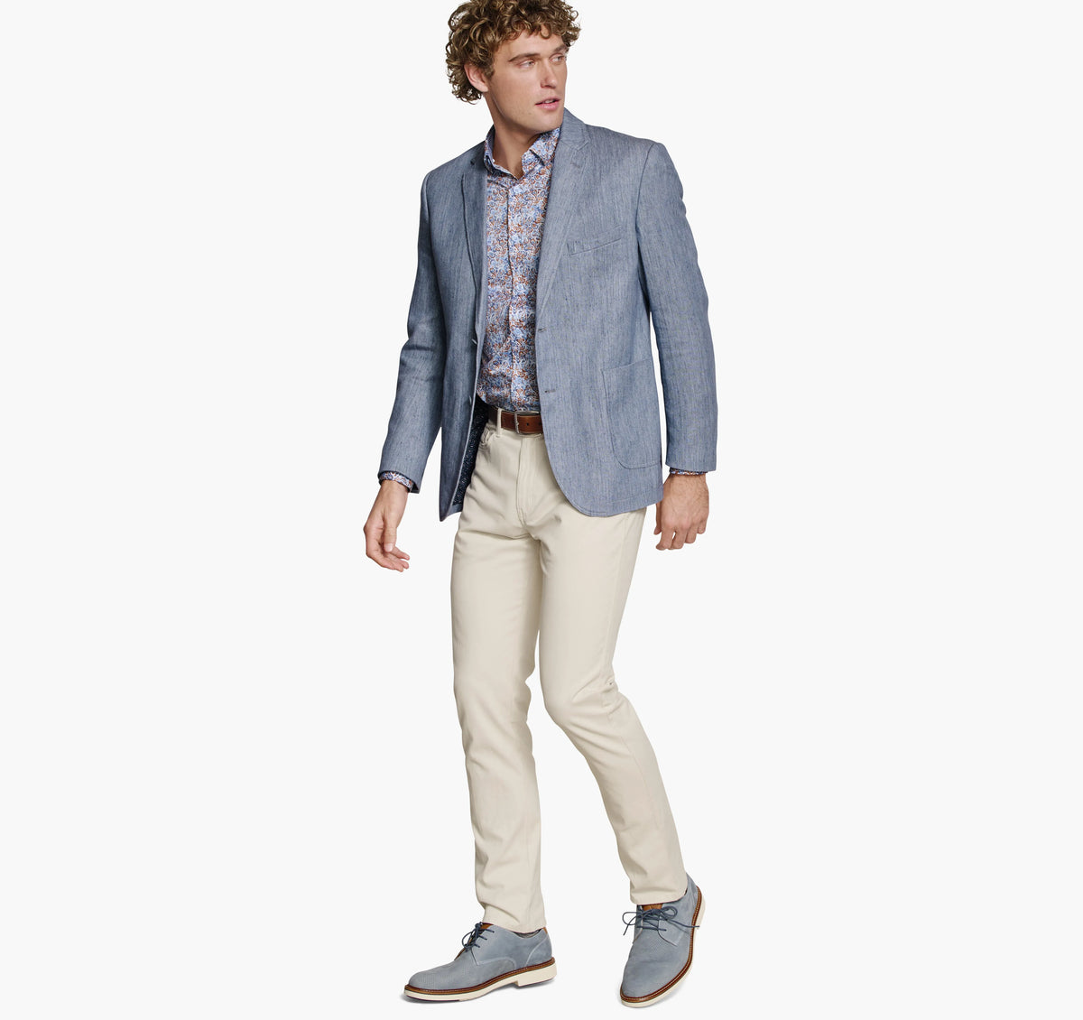 Light Blue Washed Linen-Blend