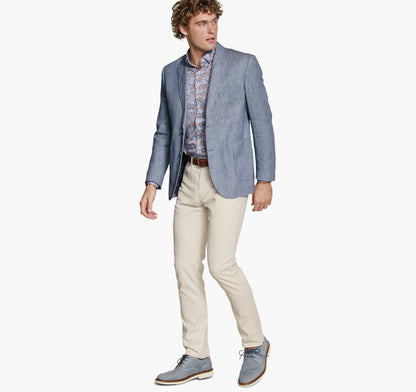Light Blue Washed Linen-Blend