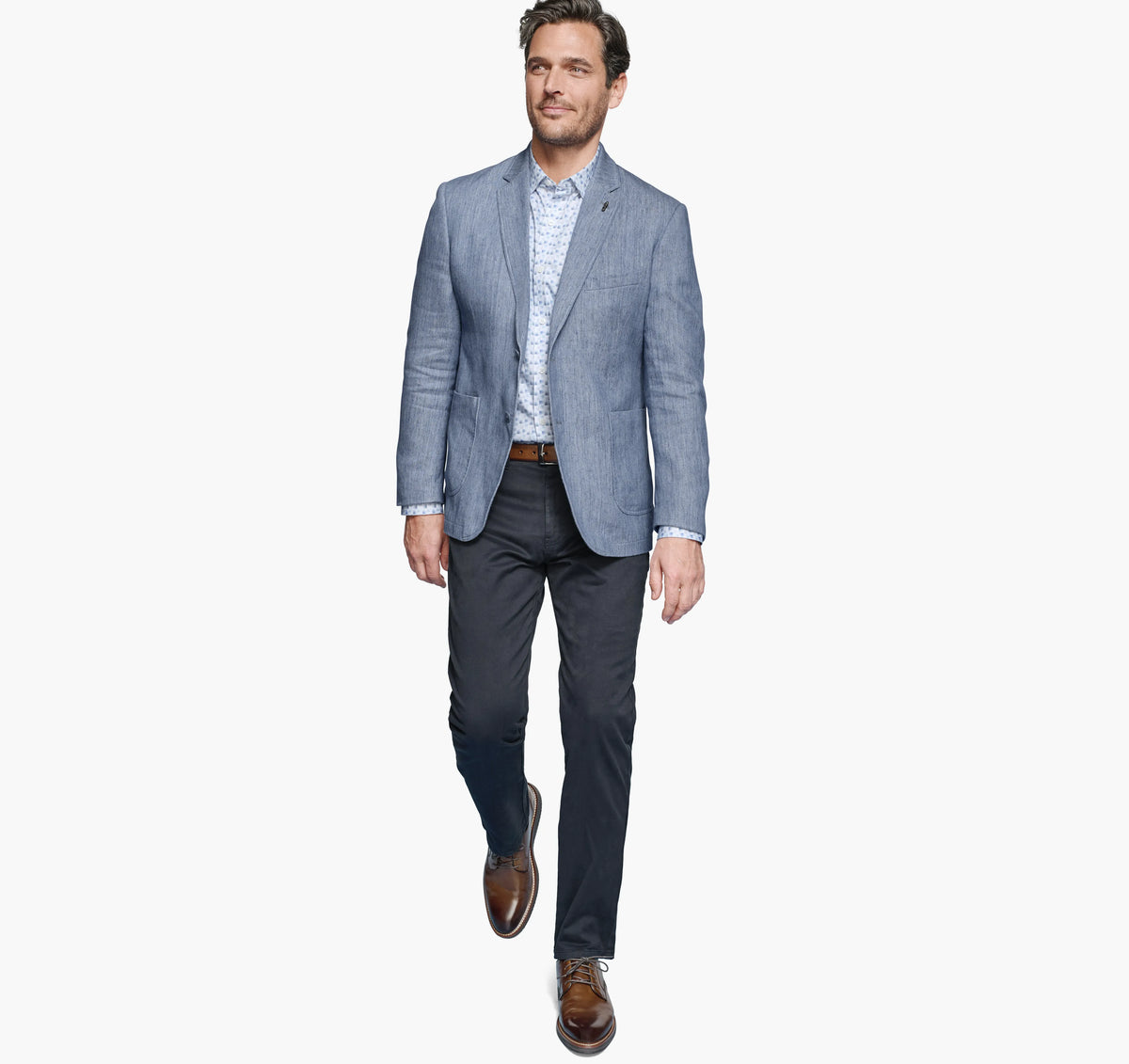 Light Blue Washed Linen-Blend