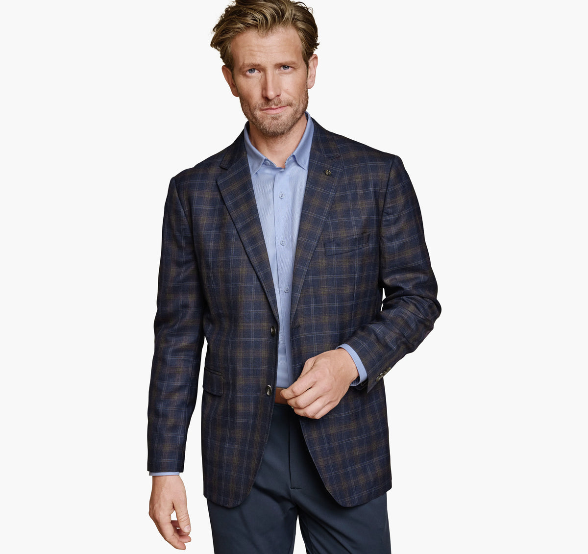 Navy/Brown Windowpane Plaid